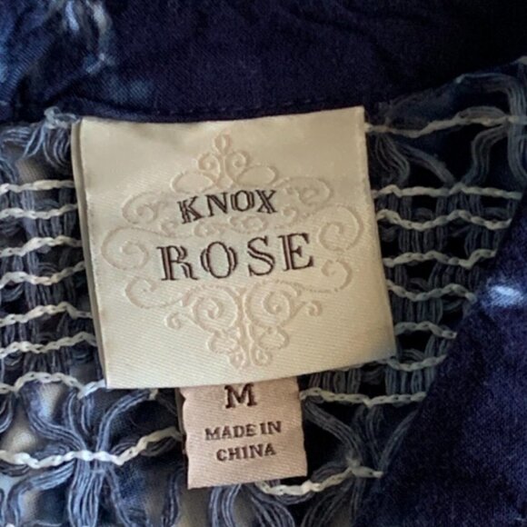 Knox Rose Tie Dye Sleeveless Tank Top Crochet & Ladder Lace Sz M Blues 74F - Picture 6 of 9